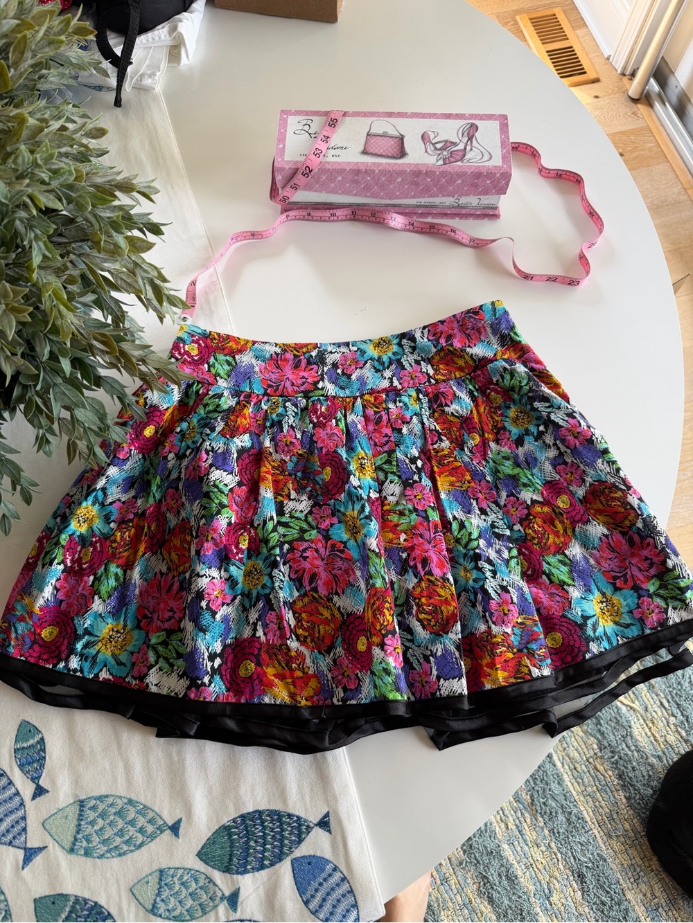 Vintage Floral High Waisted Mini Skirt